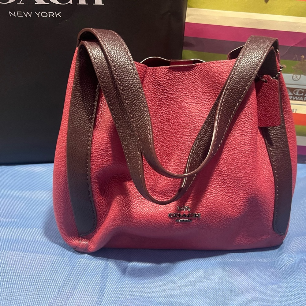 Coach Pink Leather Shoulder Bag with Structured Design